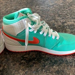 white teal and orange jordans